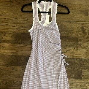 Striped Cotton Maxi Dress with Lace Trim